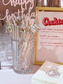 6pcs Mixed Color Drink Stirrer - Silver - View 4