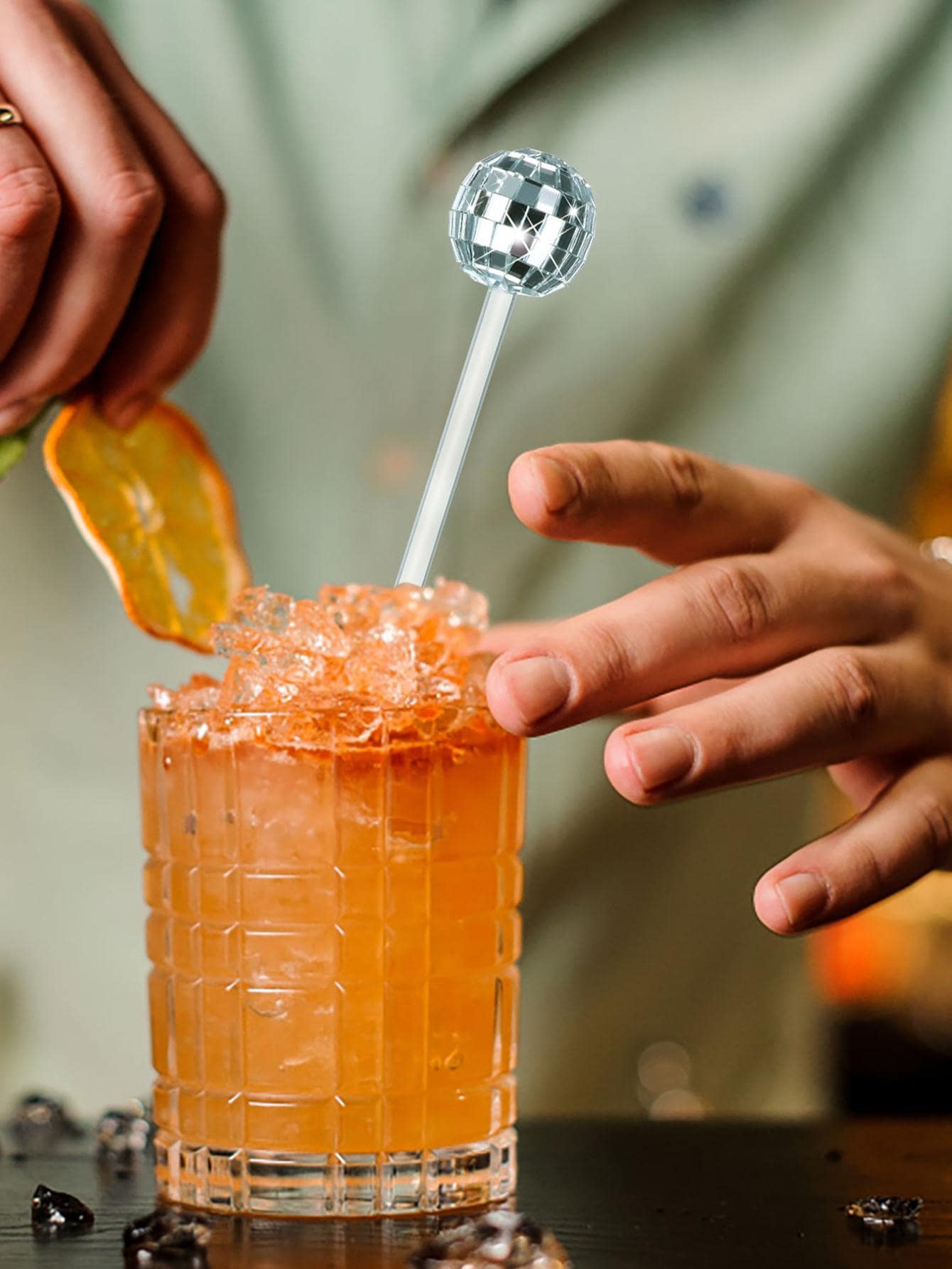 6pcs Mixed Color Drink Stirrer - Silver - View 1