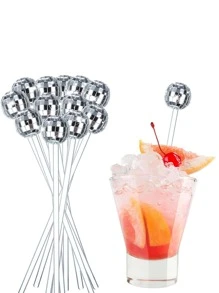 6pcs Mixed Color Drink Stirrer - Silver - View 9