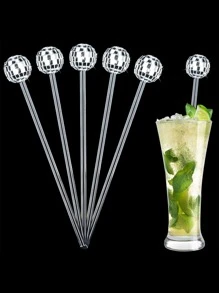 6pcs Mixed Color Drink Stirrer - Silver - View 8
