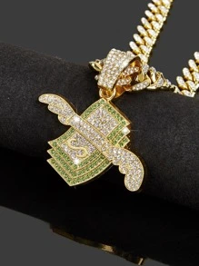 Hip Hop For Women Men Rhinestone Dollar Pendant Necklace Perfect Jewelry Gift For Party Alloy for Party - Yellow Gold - View 2