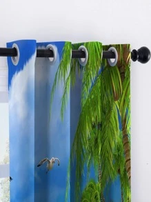 1pc Landscape Print Waterproof Outdoor Shower Curtain - Multicolor - View 2