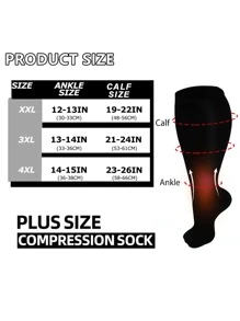 大尺寸銅製運動壓縮襪,適用於孕婦、男士循環促進20-30毫米汞柱,促進血液流通,最適合成人護士醫療運動跑步徒步旅行 - 黑色 - 查看 4