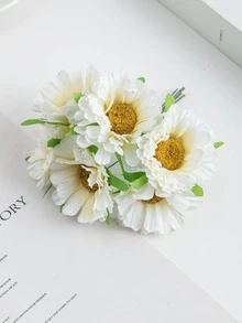 1入/束 (6朵) 人造康乃馨花束,迷你字母diy花圈材料,糖果盒裝飾品,家居婚禮裝飾,新娘手腕花、胸花、頭花材料,新年裝飾,生日派對蛋糕配件 - 米色 - 查看 2