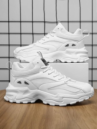 男士字母圖案粗前綁帶運動運動鞋