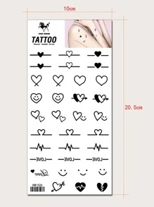 KING HORSE 1 hoja de pegatina de tatuaje con patrón de corazón, tatuaje temporal resistente al agua de larga duración, calcomanías de arte corporal Diy, - Negro - Ver 2