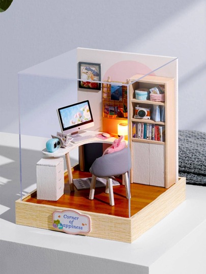 1box DIY House Building Block, 3D Assembled Model Toy, For Birthday Gift Room Decoration