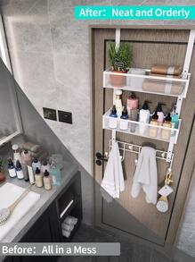 Over The Door Organizer With 9 Coat Hooks And 2 Baskets, Stainless Steel Rustproof & Waterproof Over The Door Hanger, Over The Door Hooks For Bathroom, Kitchen, Bedroom - 白色 - 查看 7