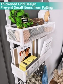 Over The Door Organizer With 9 Coat Hooks And 2 Baskets, Stainless Steel Rustproof & Waterproof Over The Door Hanger, Over The Door Hooks For Bathroom, Kitchen, Bedroom - 白色 - 查看 5