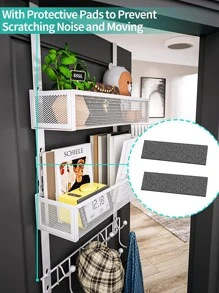 Over The Door Organizer With 9 Coat Hooks And 2 Baskets, Stainless Steel Rustproof & Waterproof Over The Door Hanger, Over The Door Hooks For Bathroom, Kitchen, Bedroom - 白色 - 查看 4