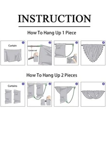 1件欧式白色薄纱波浪窗帘，适用于客厅或卧室 - 白色 - 查看 3