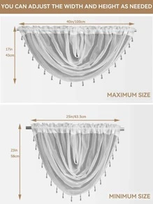 1件欧式白色薄纱波浪窗帘，适用于客厅或卧室 - 白色 - 查看 4