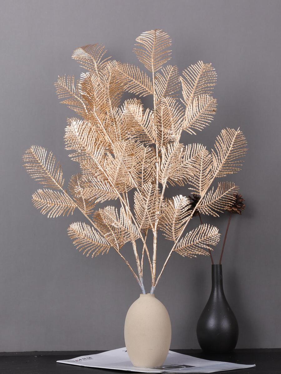 1入組金屬質感人造葉子 - 金色 - 查看 1