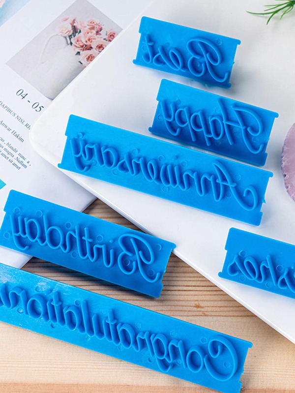 6 Peças Desenho De Letras Bolo Carimbo