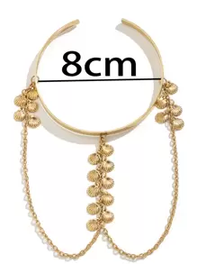 Shell Decor Arm Cuff - Yellow Gold - View 2