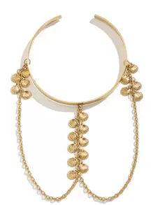 Shell Decor Arm Cuff - Yellow Gold - View 4