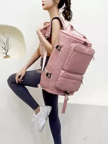 大容量旅行後背包,大容量背包適用於戶外遊玩,度假運動閒暇後背包1入組 - 粉色 - 查看 4