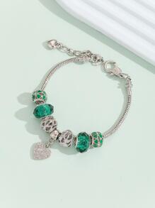 水鑽愛心掛飾手環 - 彩色 - 查看 2