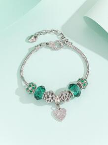 水鑽愛心掛飾手環 - 彩色 - 查看 4