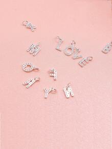 1pc Rhinestone Letter DIY Pendant - Silver - View 2