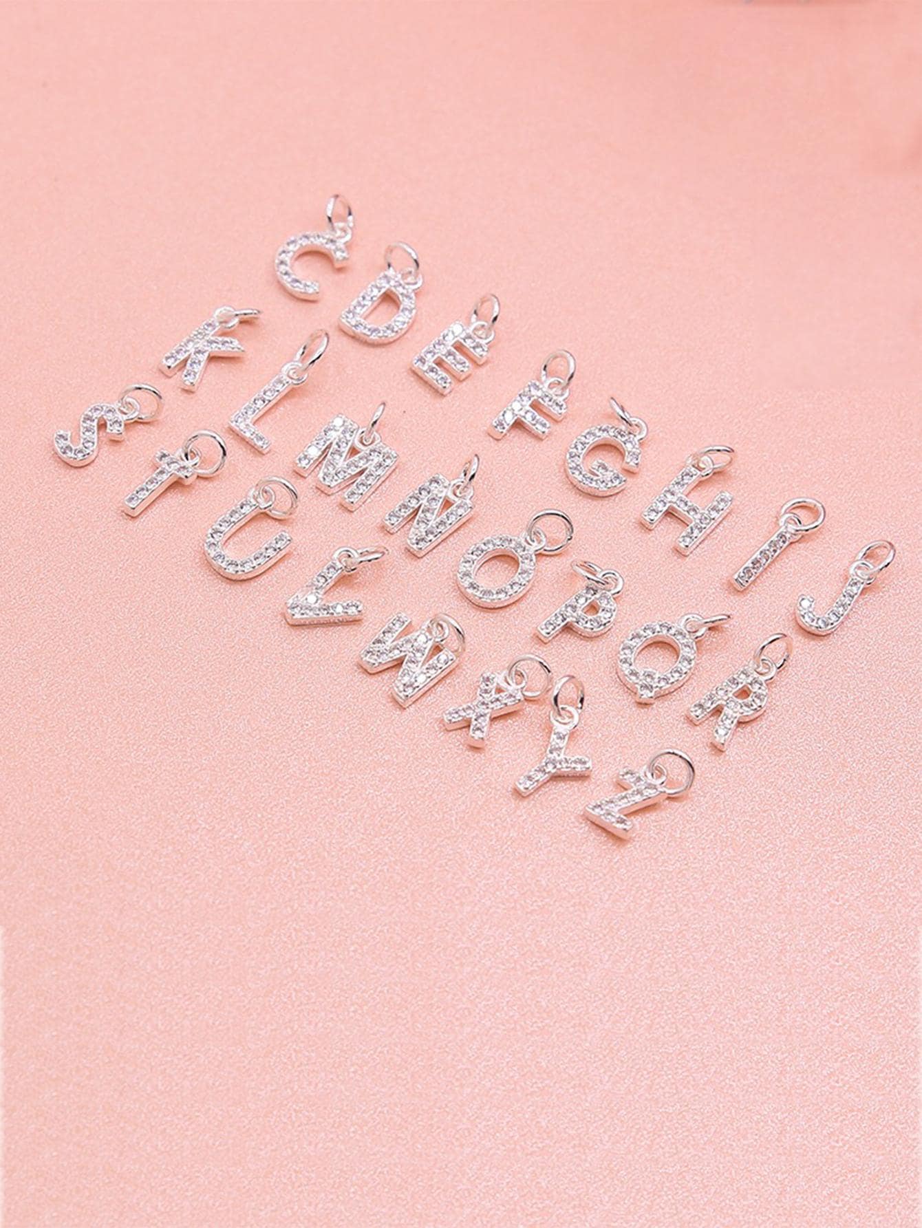 1pc Rhinestone Letter DIY Pendant - Silver - View 1