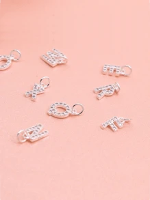 1pc Rhinestone Letter DIY Pendant - Silver - View 3