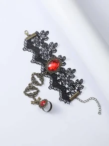 Vòng đeo tay bằng ren trang trí bằng đá quý - Nhiều màu - Xem 2