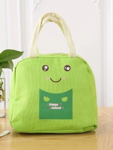 1pc Cartoon Frog Print Lunch Bag - Green - View 2