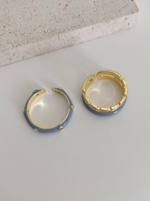2pcs/Set Chain Design Ring - Blue - View 7
