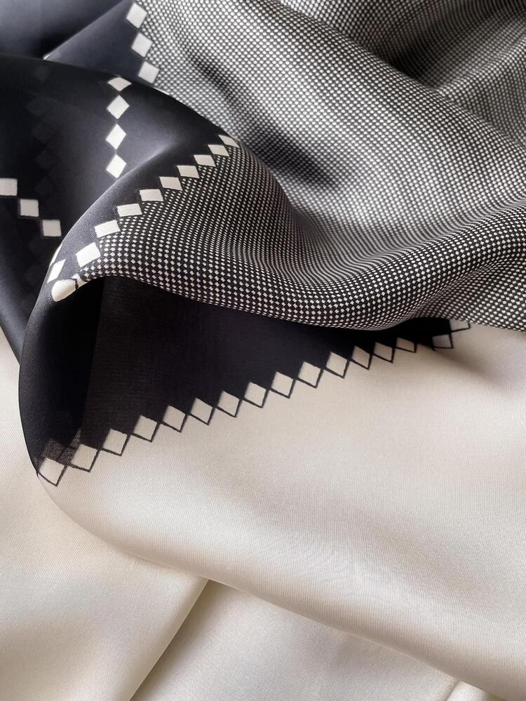 1pc Imitation Silk Floral Print Lightweight Scarf For Women, Long Wrap Shawl For Sun Protection, Suitable For Daily Use