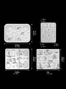 4pcs Diy Pendant & Earring Mold - White - View 2