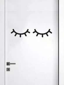 1pc Eyelash Print Wall Sticker - Black - View 1