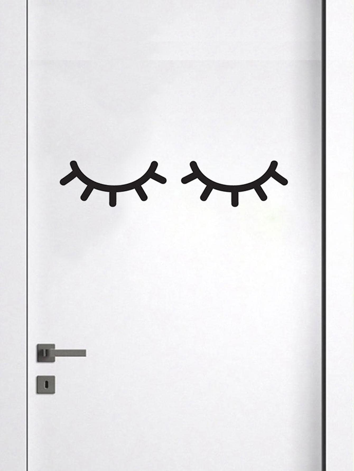 1pc Eyelash Print Wall Sticker - Black - View 1