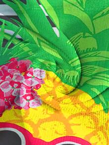 1pc Pineapple & Striped Pattern Beach Towel, Comfortable Fiber Bath Towel For Vacation, Swimming, Travel, Bath - Multicolor - View 3