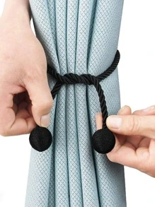 1/2 Dây buộc rèm bằng polyester bóng đôi, nhiều màu sắc lựa chọn - màu đen - Xem 3