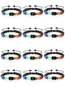 1 pieza Pulsera con cuenta con diseño de letra - Negro - Ver 1