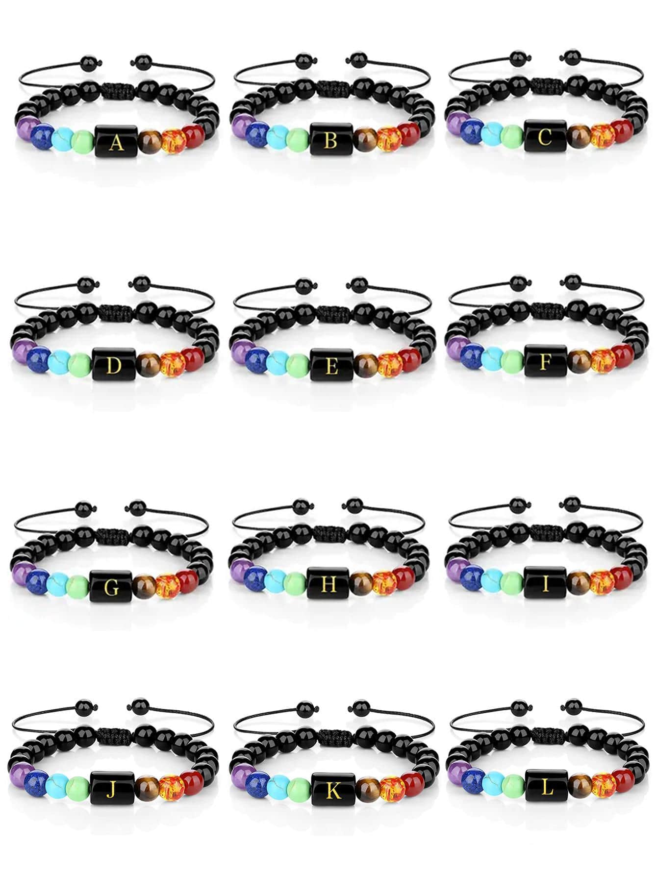 1 pieza Pulsera con cuenta con diseño de letra - Negro - Ver 1