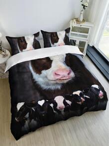 Farmhouse Animal Black White Cow Print Duvet Cover With 2 Pillowcases,Zip Up Bedding For Girls Boys Adult. - Black and White - View 3