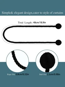 1/2 Dây buộc rèm bằng polyester bóng đôi, nhiều màu sắc lựa chọn - màu đen - Xem 5