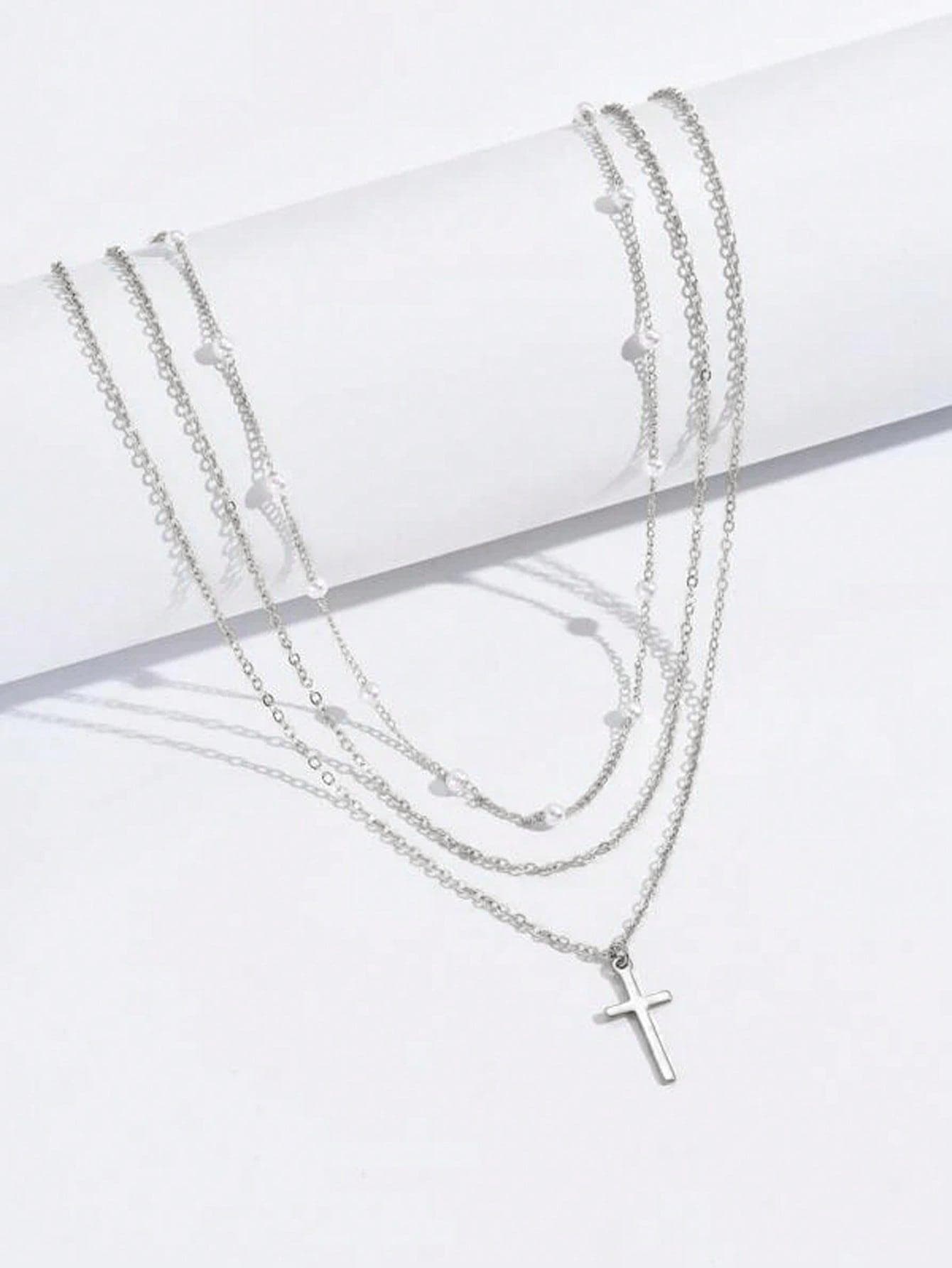 2 cái/bộ Vòng Cổ Thánh Giá - Bạc - Xem 1