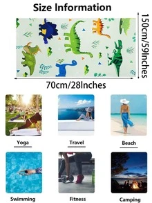1pc Dinosaur Print Beach Towel, Comfortable Fiber Bath Towel For Vacation, Swimming, Travel, Bath