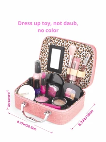 女童裝扮角色扮演化妝手提袋模擬玩具,教育玩具pu袋生日聖誕禮物,配件隨機顏色（配件隨機顏色） - 粉色 - 查看 3