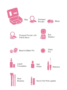 女童裝扮角色扮演化妝手提袋模擬玩具,教育玩具pu袋生日聖誕禮物,配件隨機顏色（配件隨機顏色） - 粉色 - 查看 5