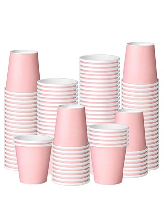 100入組簡易一次性杯子，粉色紙杯，派對用