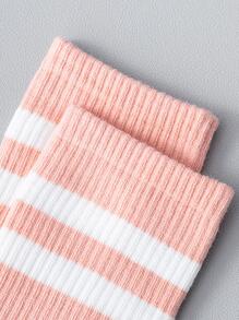 1pair Women Striped Pattern Anti Slip Crew Socks - Multicolor - View 4