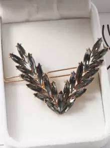 波西米亚风水晶装饰发夹、发饰、发夹、发夹、爪夹、发夹 - 黑色 - 查看 2