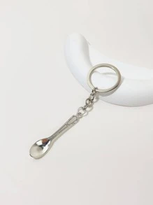 Street 1pc Y2k Style Bạc hình thìa móc khóa cho túi xách hoặc ba lô - Bạc - Xem 2