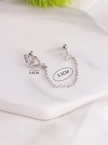1 chiếc khuyên tai trang trí hình trái tim Cubic Zirconia cho ngày lễ tình nhân, mẹ, mẹ, ngày của mẹ, quà tặng - Bạc - Xem 4