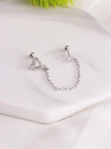 1 chiếc khuyên tai trang trí hình trái tim Cubic Zirconia cho ngày lễ tình nhân, mẹ, mẹ, ngày của mẹ, quà tặng - Bạc - Xem 2