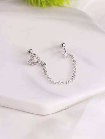 1pc Cubic Zirconia Heart Decor Earring Valentines,Mom,Mother,Mother's Day,Gift